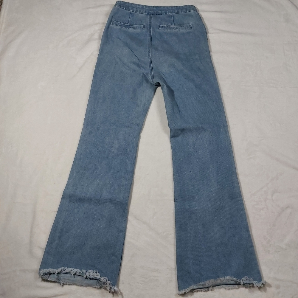 LISTICLE WOMEN'S FLARE RAW HEM DENIM BLUE JEANS SIZE SMALL - Picture 12 of 12